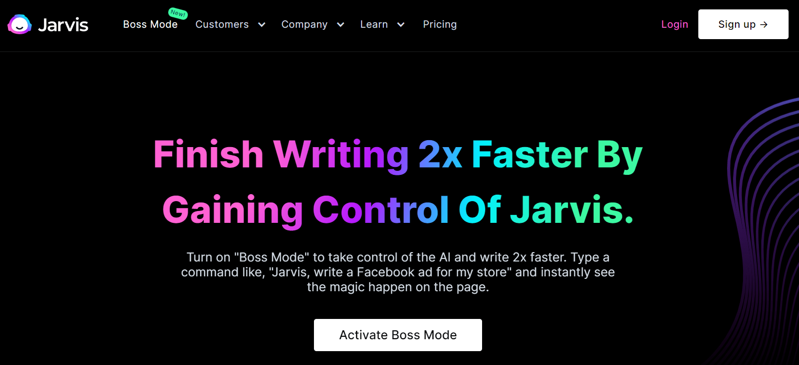 Boss Mode do Jasper AI - editor long-form