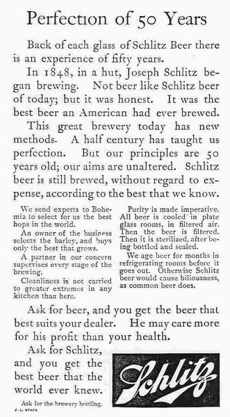 Anúncio original da cerveja Schlitz